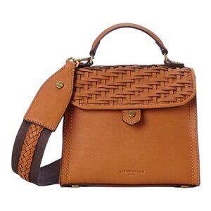 Liebeskind Berlin Woven Leather Glendale Handbag Guitar Strap Top Handle Brown